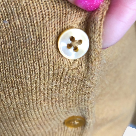 Gap Mustard Yellow Crew Neck Button up Cotton Blend Cardigan | XS - Picture 3 of 11